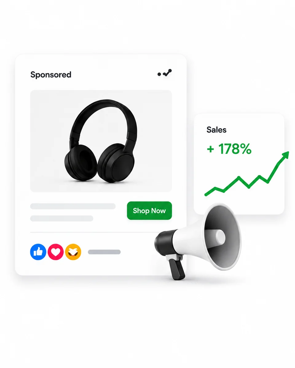 Sponsored ad creative and sales growth visual