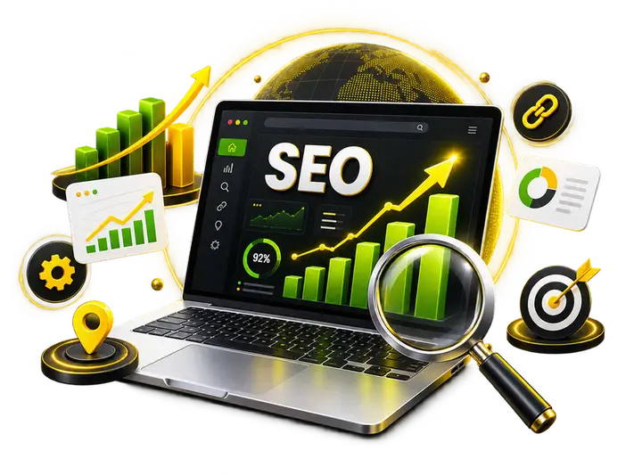 AI search optimization visibility dashboard illustration