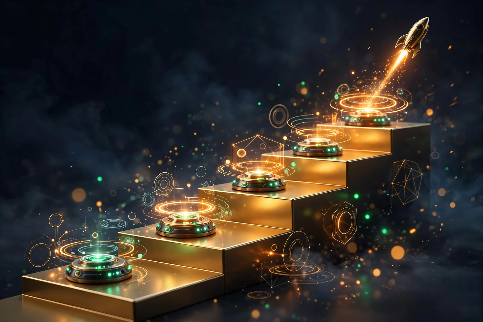 Five-phase AI project roadmap: ascending golden path with checkpoints