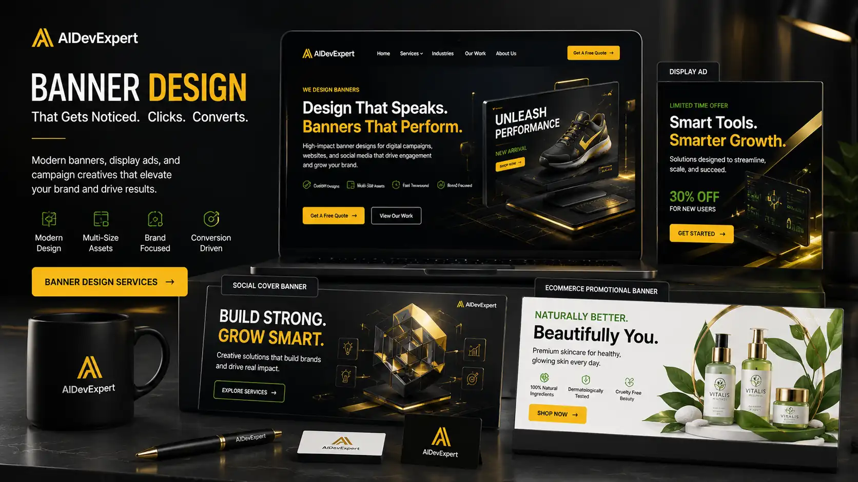 AIDevExpert banner design and campaign creative showcase