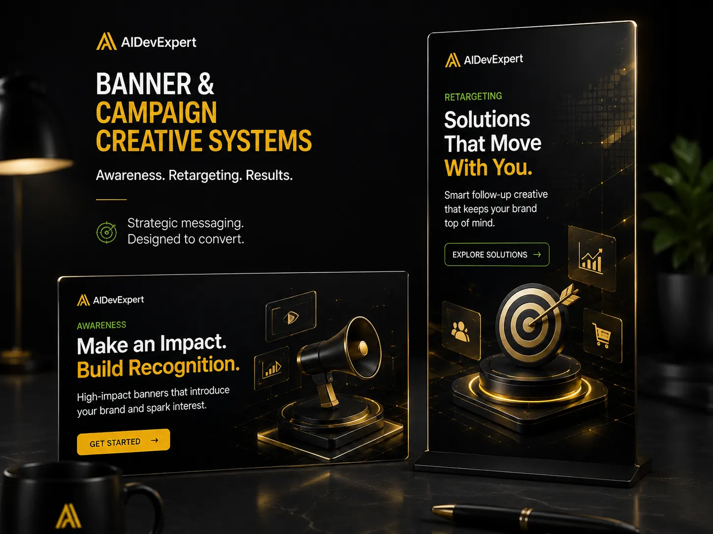 Awareness and retargeting banner creative system
