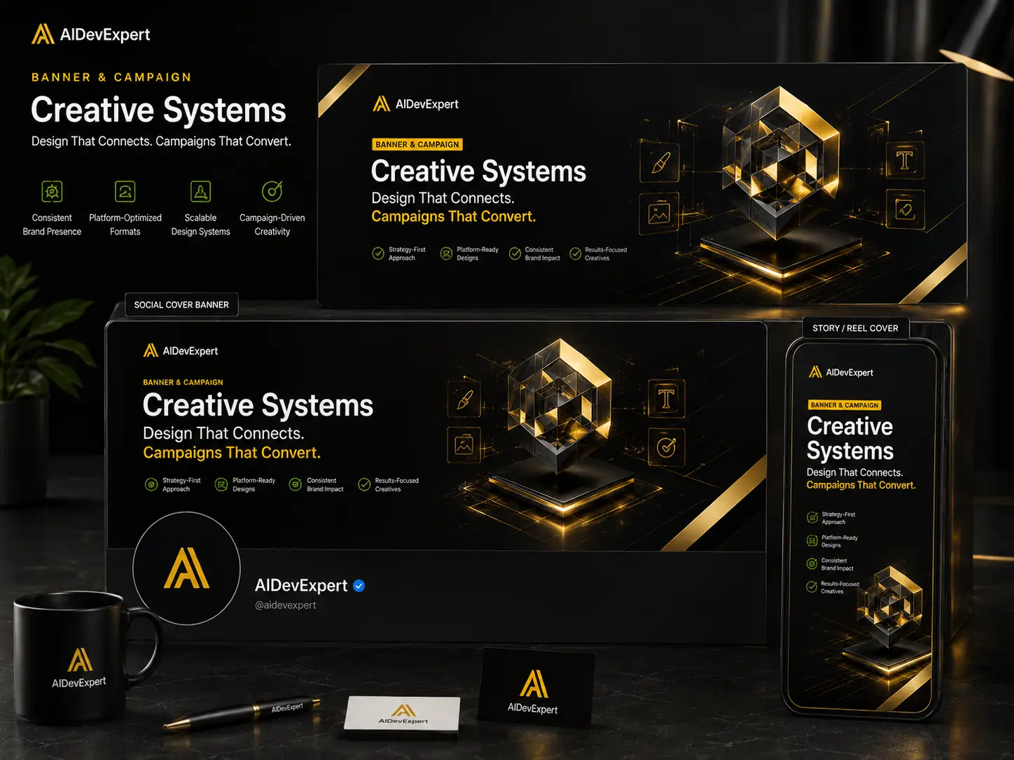Social cover and vertical story banner system