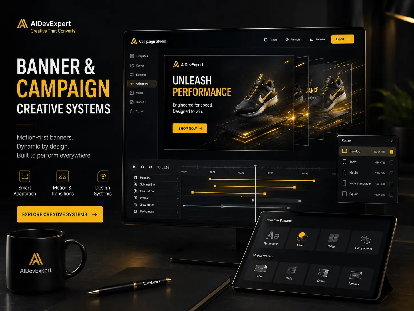 Animated and motion banner creative system