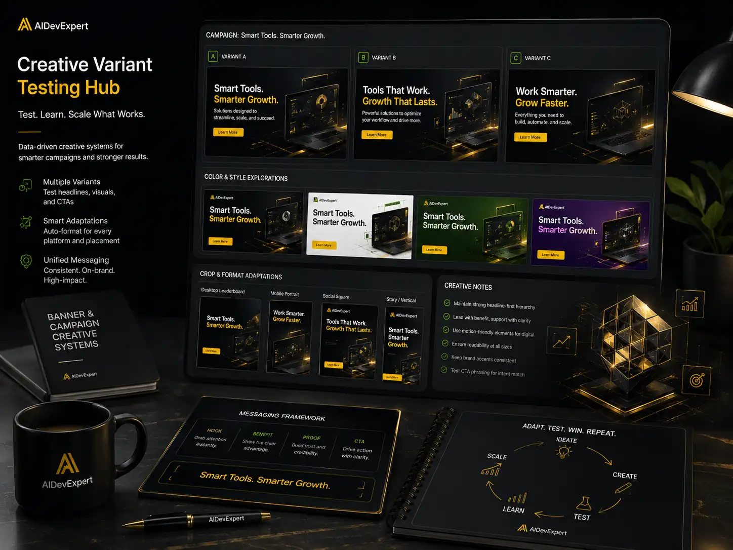 Creative variant testing system for banner campaigns