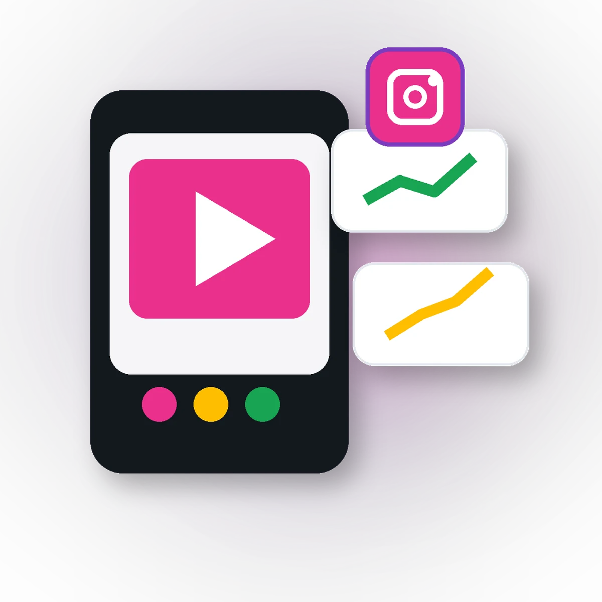 Instagram ads and Reels growth dashboard illustration