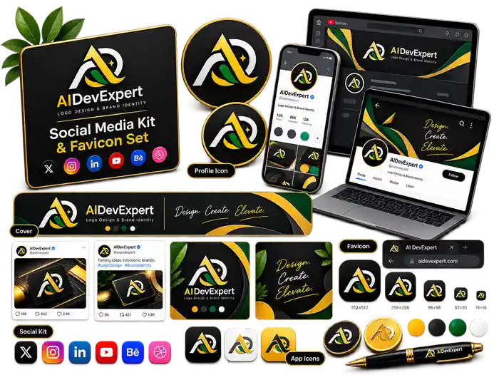 Social media profile and favicon identity kit