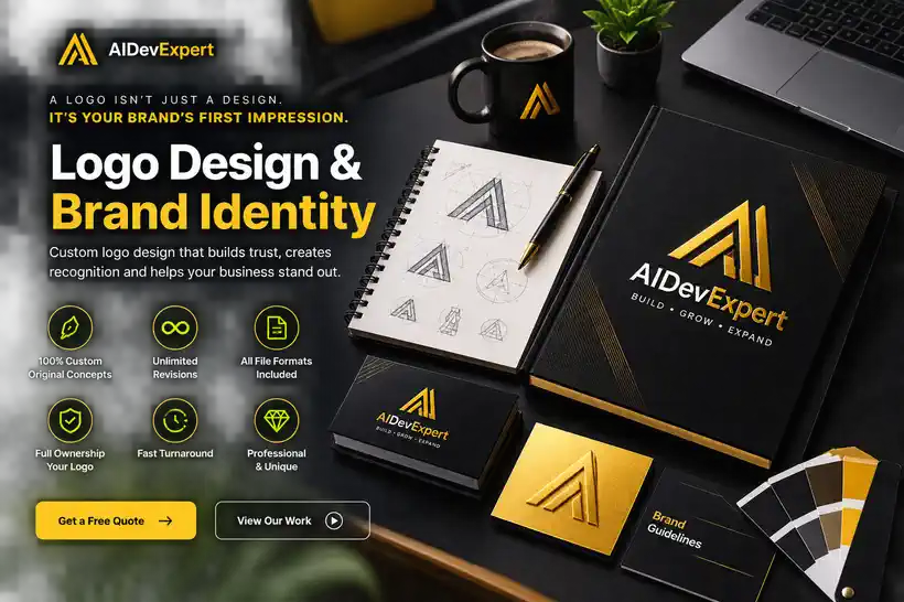AIDevExpert logo design hero composition