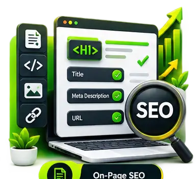 On-page SEO optimization dashboard illustration