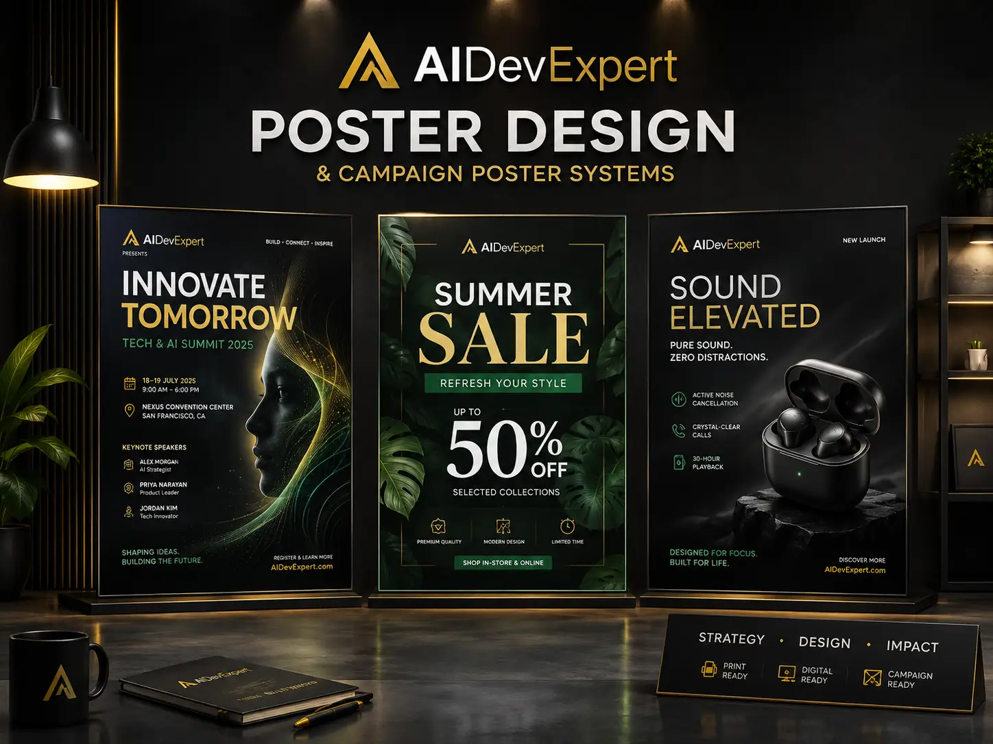 AIDevExpert poster design and campaign poster showcase