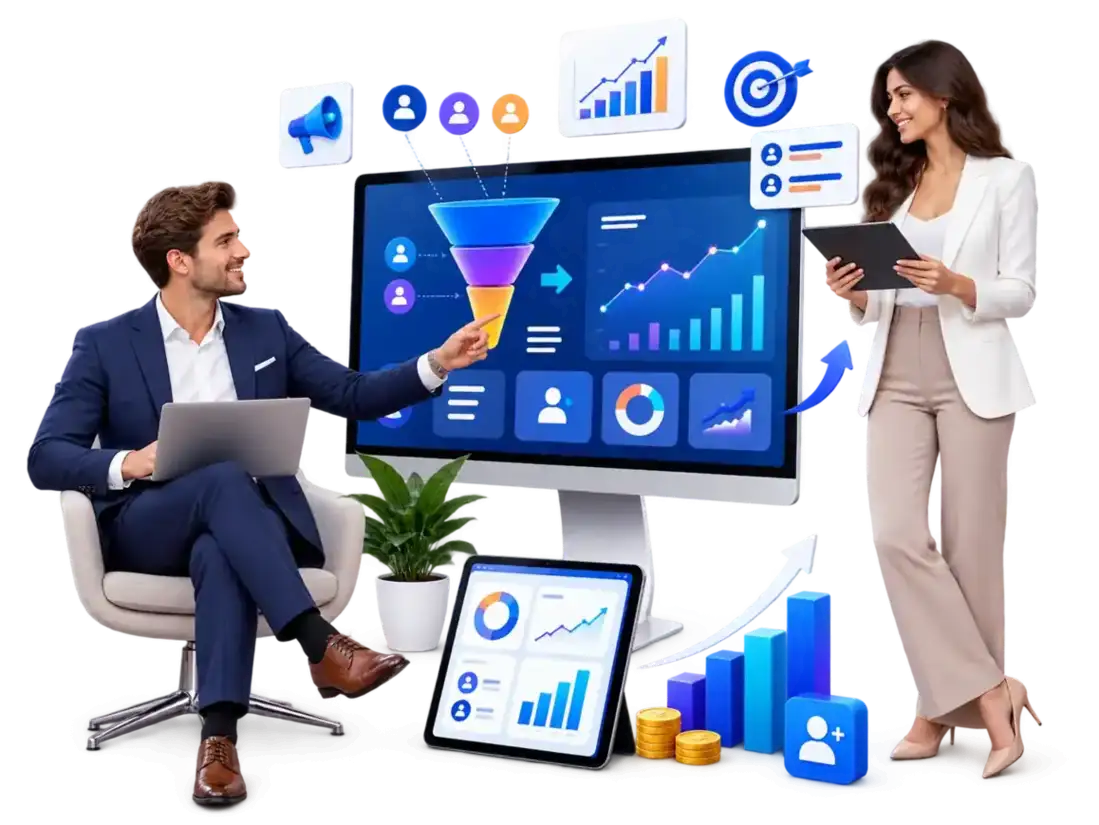 Website strategy and project planning illustration with professionals, analytics and inquiry form