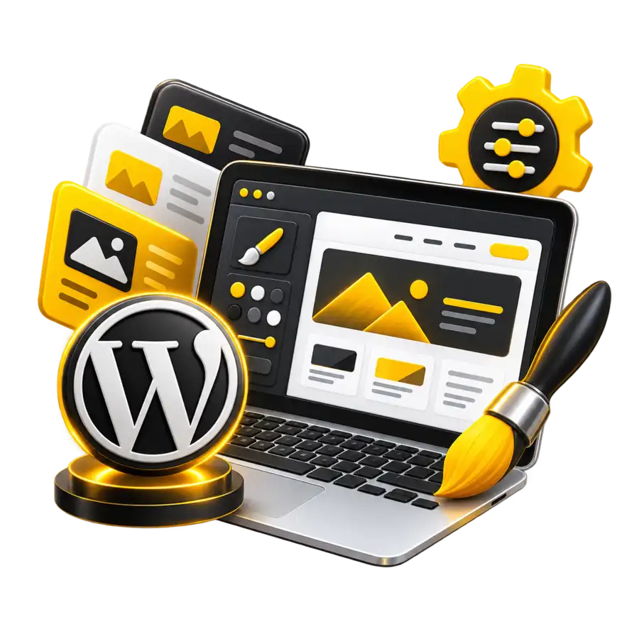 WordPress website customization and visual editing illustration